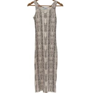 Leset Dress Midi Maxi Women Size Medium Sleeveless Snakeskin Print Stretchy Rib